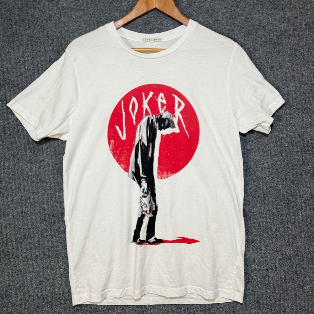 Junk Food Shirt Mens Small Joker Graphic T Shirt White DC Comics Movie Tee